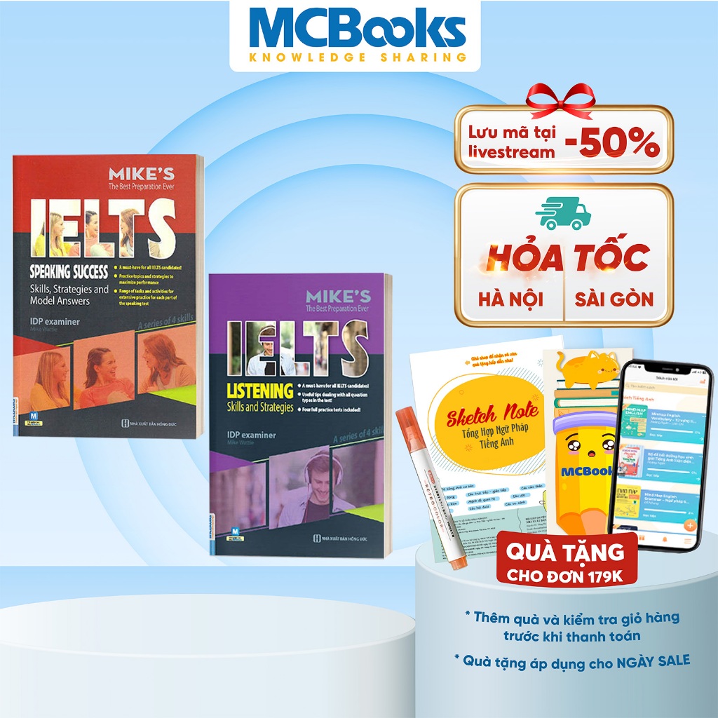 Sách - Combo IELTS MIKE - Ielts Listening and Ielts Speaking Dành Cho Người Tự Học