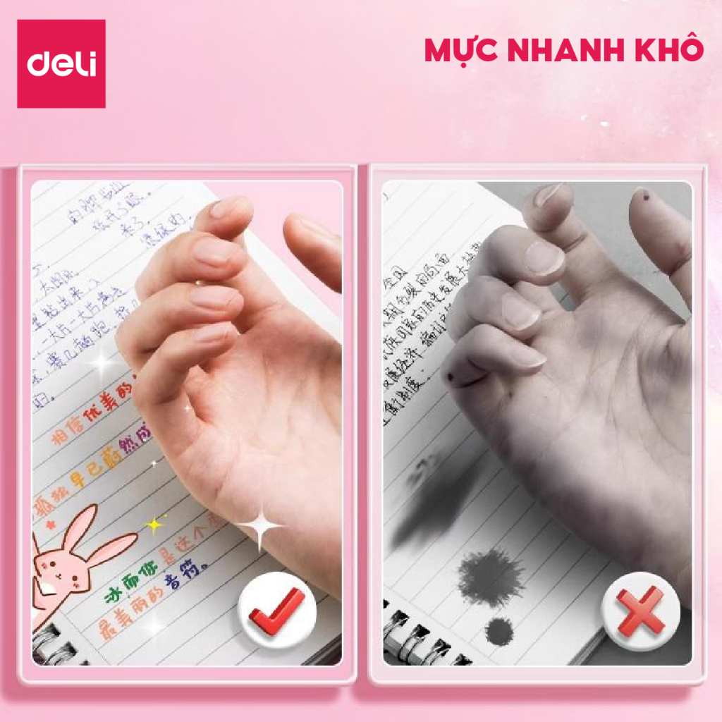 [Màu xinh xắn] Bút Bi Nước Mực Gel Ngòi 0.5mm 10 Màu Chính Hãng Deli, Bút Gel Nhiều Màu Trang Trí Vở