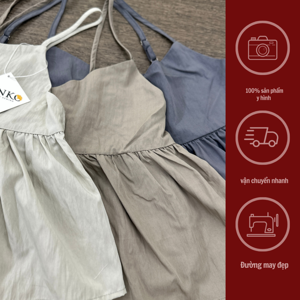 GINKO CLOTHING_Sui áo 2 dây phối quần xuông chất liệu đũi gió cao cấp_SETGC2308