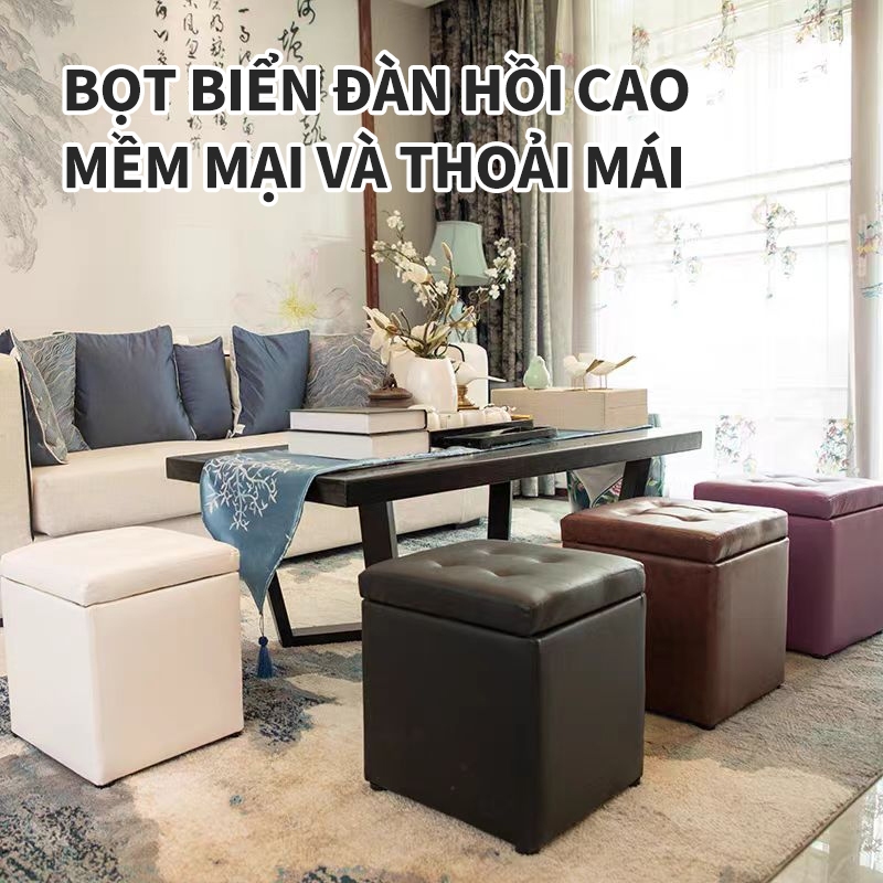 ICON Hộp vải đựng đồ đa năng vuông kiêm ghế đôn, ghế ngồi êm ái, gấp gọn, thùng đựng đồ chơi cho bé tiện ích