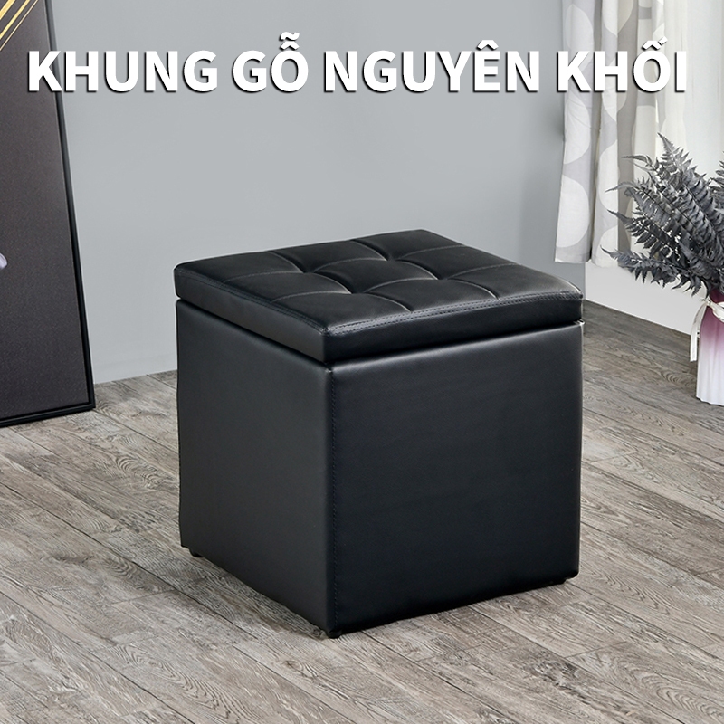 ICON Hộp vải đựng đồ đa năng vuông kiêm ghế đôn, ghế ngồi êm ái, gấp gọn, thùng đựng đồ chơi cho bé tiện ích
