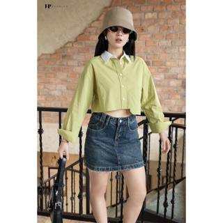 Áo Sơ Mi Nữ Croptop Tay Dài J-P FASHION Chất Liệu Mát Thoáng Khí Phong Cách Hàn Quốc Form Rộng (ảnh thật) 10609645
