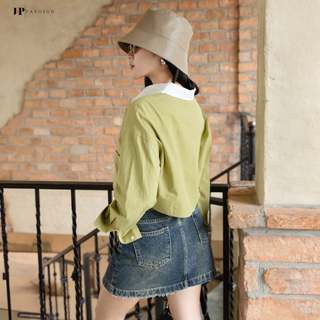 Áo Sơ Mi Nữ Croptop Tay Dài J-P FASHION Chất Liệu Mát Thoáng Khí Phong Cách Hàn Quốc Form Rộng (ảnh thật) 10609645