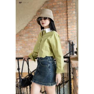 Áo Sơ Mi Nữ Croptop Tay Dài J-P FASHION Chất Liệu Mát Thoáng Khí Phong Cách Hàn Quốc Form Rộng (ảnh thật) 10609645