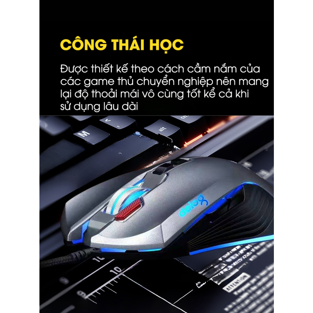 Chuột Gaming Chính Hãng DEIOG G4 Cho Game Thủ Chơi Pubg Độ Nhạy Cực Cao Siêu Mượt Led RGB