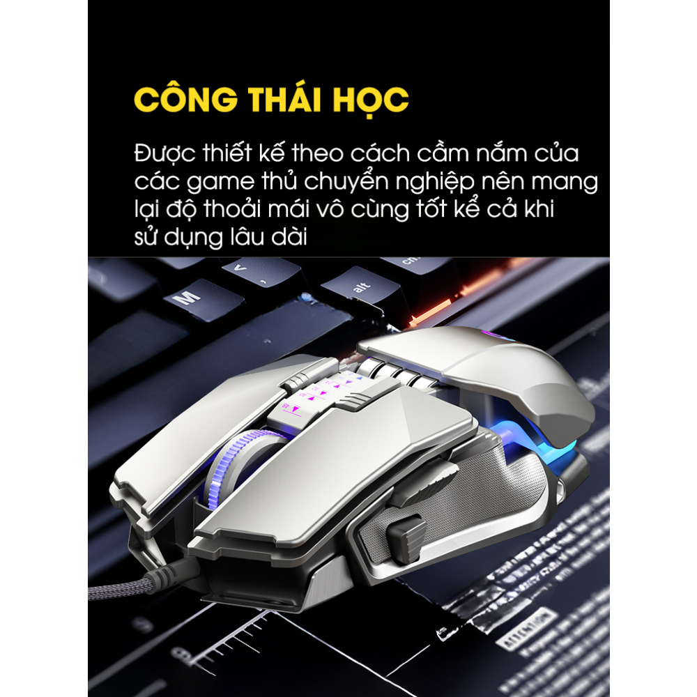Chuột Gaming Chính Hãng DEIOG G2 Led RGB 16 Triệu Màu 2400 DPI macro app game moba FPS ghìm tầm