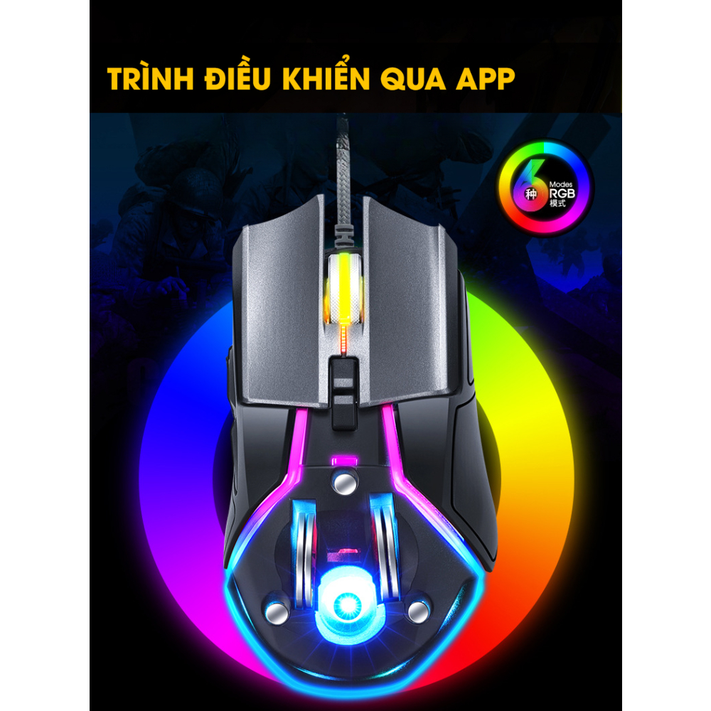 Chuột máy tính gaming DEIOG G10 LED RGB 4000 dpi cho máy tính vi tính laptop chơi game pc