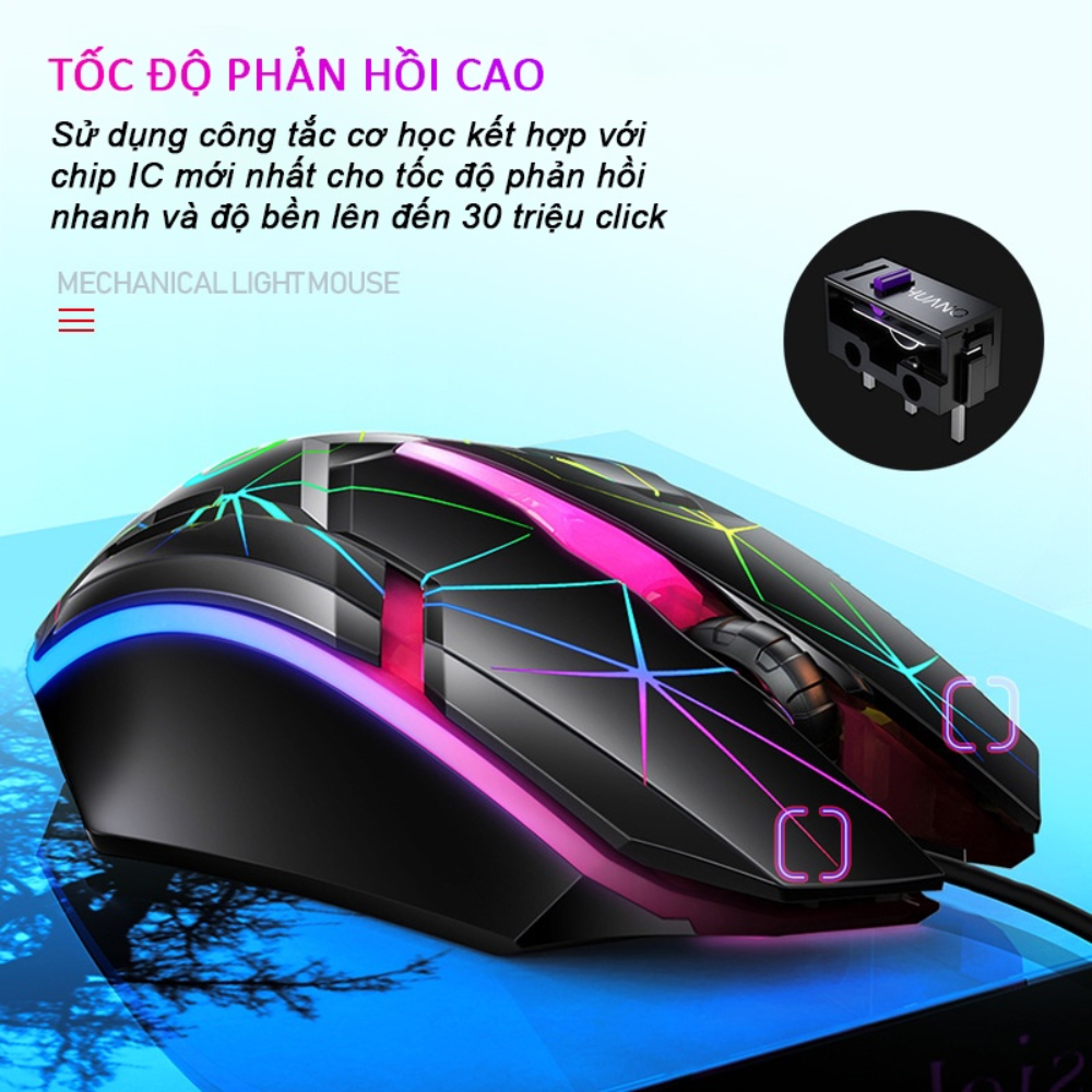 Chuột Gaming DEIOG A1 độ nhạy 1600 DPI cảm biến led rgb phiên bản nâng cấp hàng chính hãng