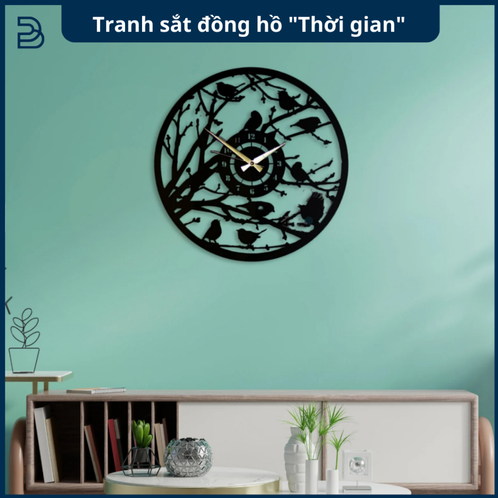 Tranh sắt CNC B14 | Tranh sắt đồng hồ "Thời gian", Treo tường nghệ thuật, Decor trang trí nội thất