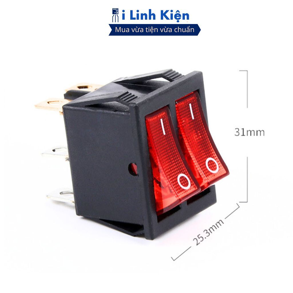 Công tắc bập bênh đôi KCD6-212N 15A 250V 6 chân chính hãng ilinhkien