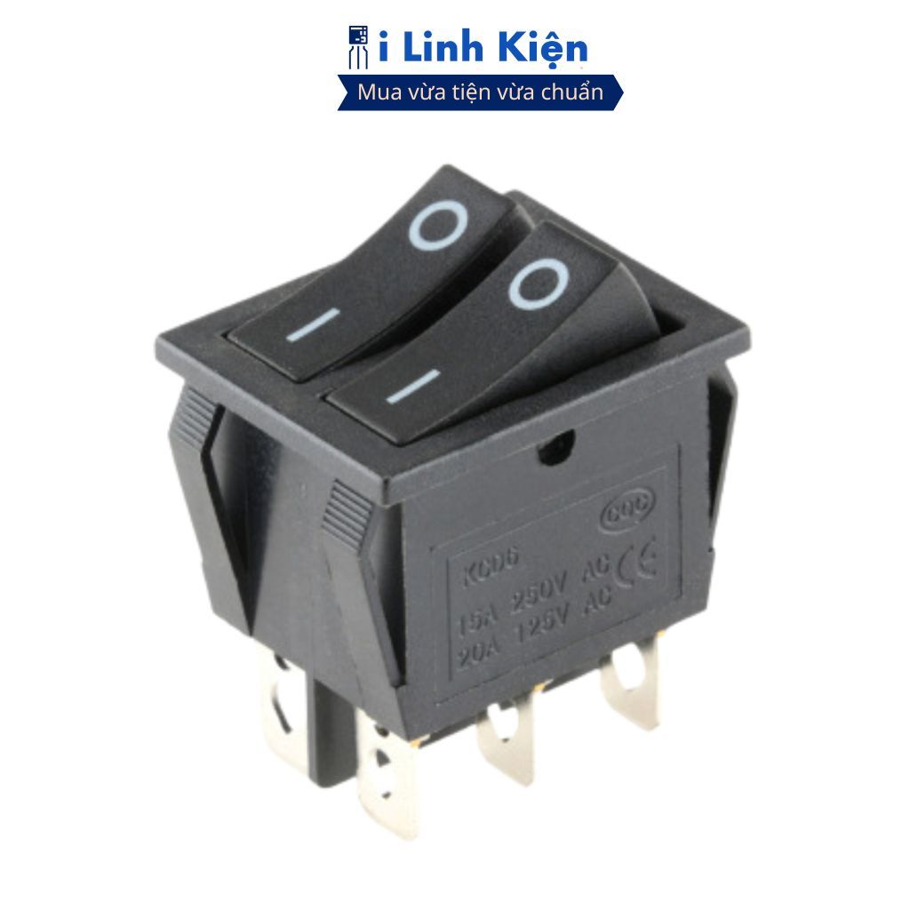 Công tắc bập bênh đôi KCD6-212N 15A 250V 6 chân chính hãng ilinhkien