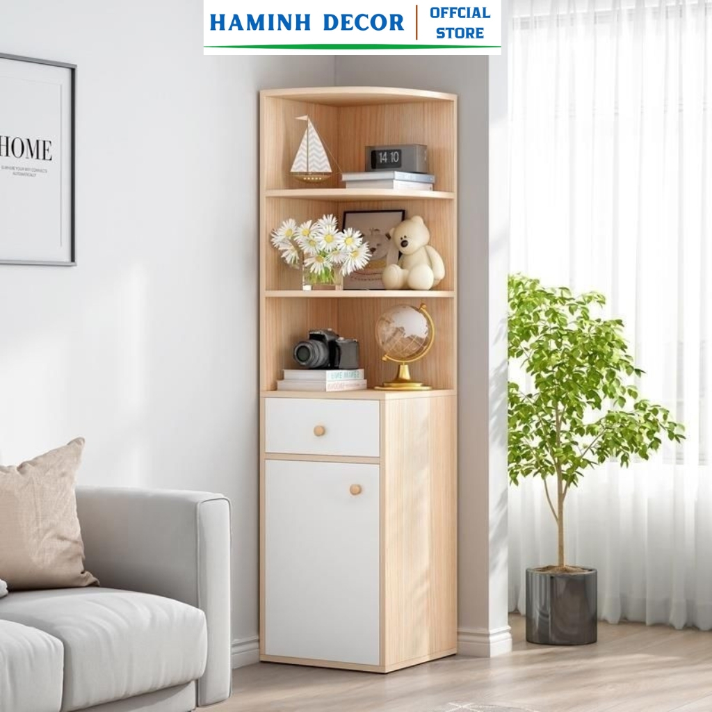 Kệ góc để sách decor phòng khách, kệ góc đứng để đồ đa năng HM917
