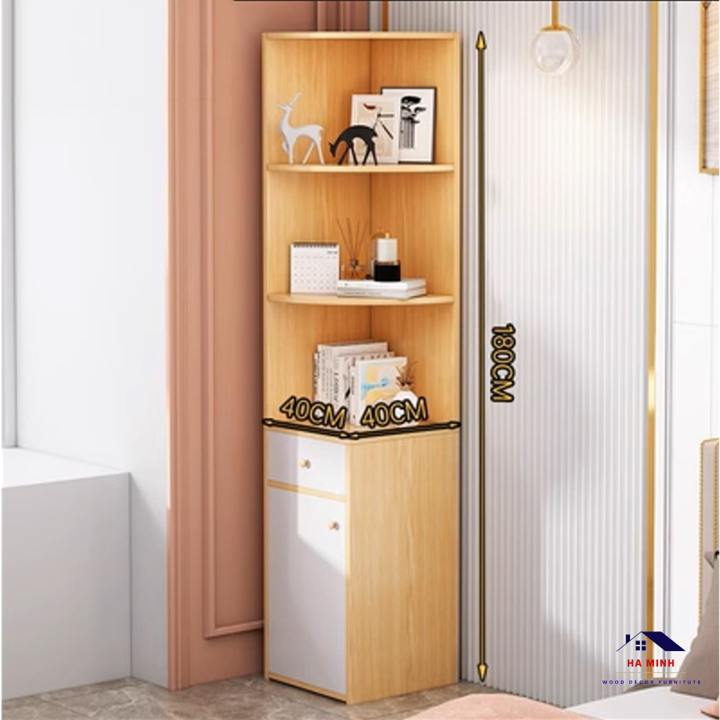 Kệ góc để sách decor phòng khách, kệ góc đứng để đồ đa năng HM917