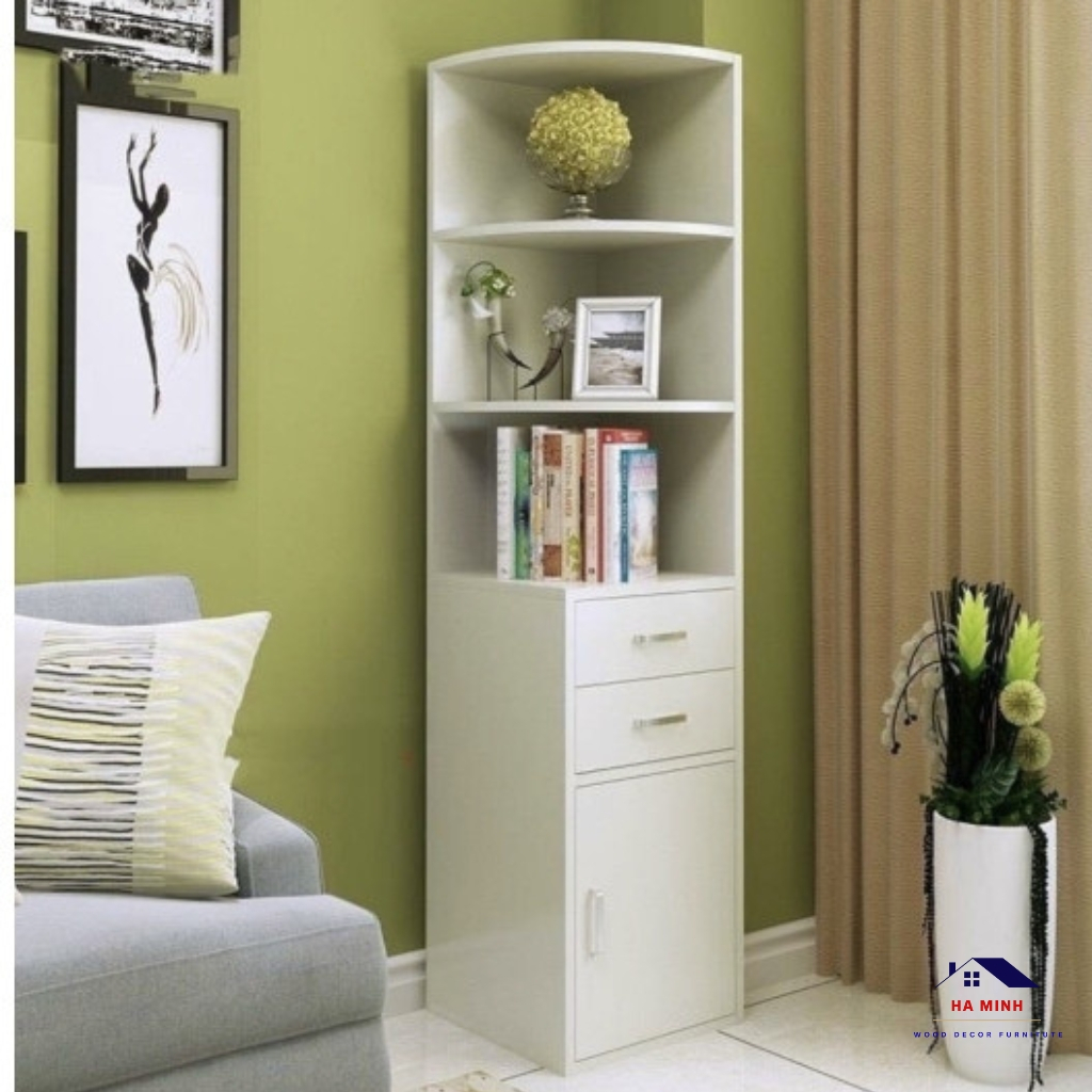 Kệ góc để sách decor phòng khách, kệ góc đứng để đồ đa năng HM917