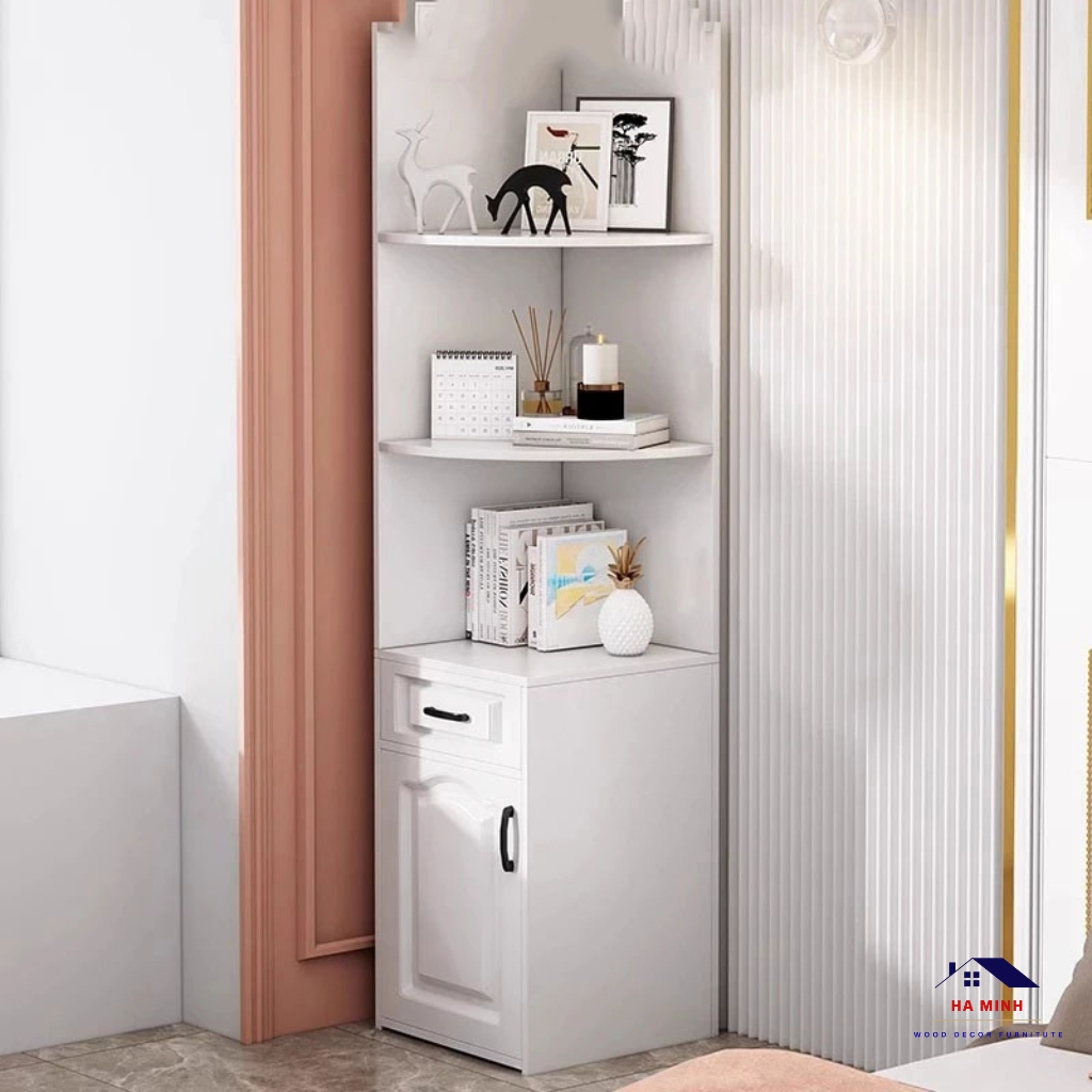 Kệ góc để sách decor phòng khách, kệ góc đứng để đồ đa năng HM917