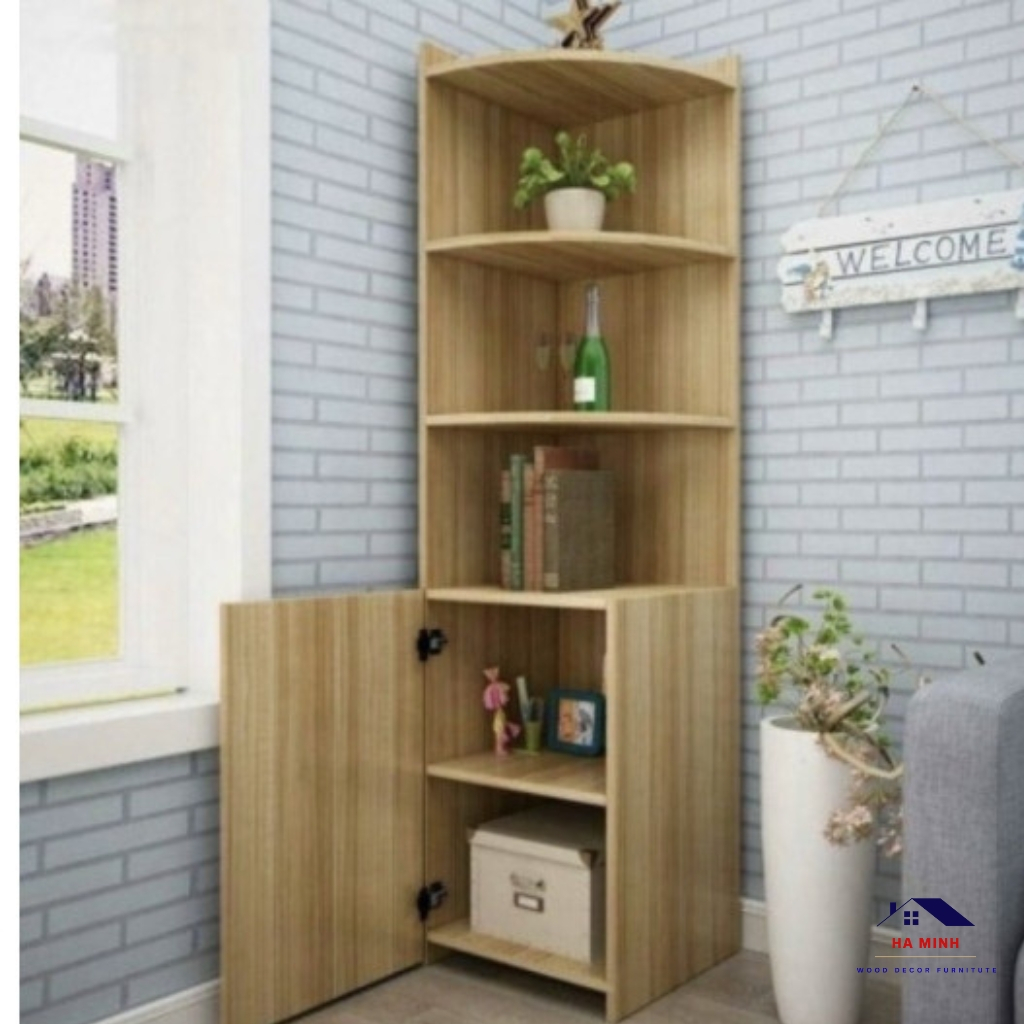 Kệ góc để sách decor phòng khách, kệ góc đứng để đồ đa năng HM917