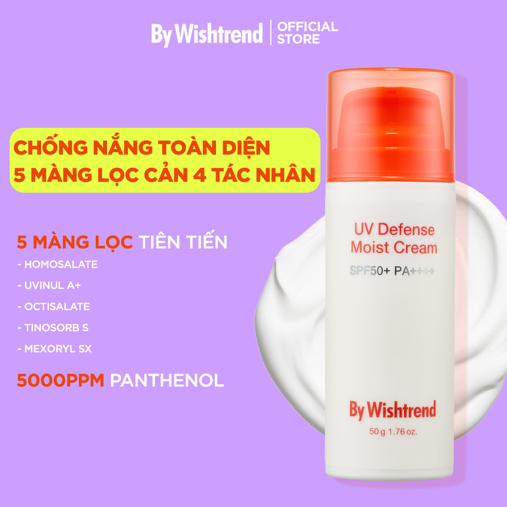 Ảnh Kem chống nắng hóa học phổ rộng By Wishtrend UV Defense Moist Cream SPF50+PA++++ 50g 2