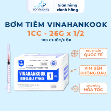 Bơm Kim Tiêm 1cc, Ống Bơm Tiêm 1ml VINAHANCOOK xilanh 1ml sử dụng 01 lần Hộp 100 cái