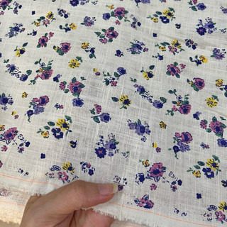 Vải Linen Bố Bột In Hoa Nhí Dày Dặn Mềm Rũ Chưa Wash Khổ 1m45 Đã Wash Khổ 1m40