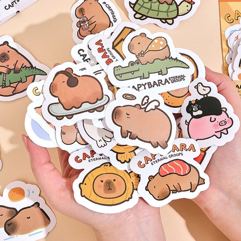 Set 30 sticker Chuột lang Capybara xịn sò chống thấm nước | Shopee Việt Nam