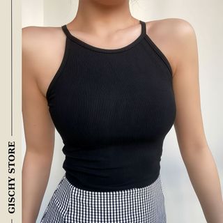 A05-Áo Croptop Ba Lỗ SẴN MÚT NGỰC GISCHY Thiết Kế Kiểu Dáng Basic Tôn Body Áo Ngắn Sát Nách Chất Tăm Lạnh Siêu Mát