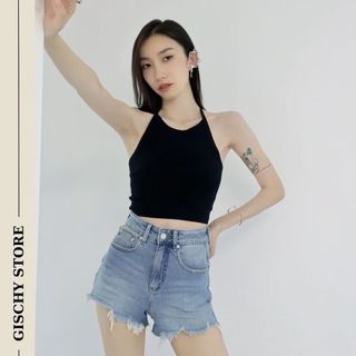 A05-Áo Croptop Ba Lỗ SẴN MÚT NGỰC GISCHY Thiết Kế Kiểu Dáng Basic Tôn Body Áo Ngắn Sát Nách Chất Tăm Lạnh Siêu Mát