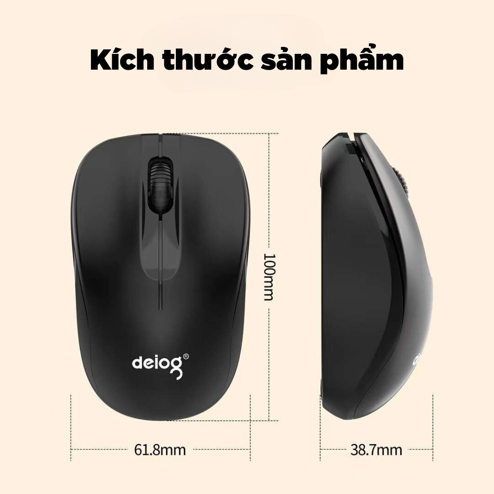 Chuột không dây DEIOG Q1 6 nút công thái học wireless 5.3 hàng chính hãng nhỏ gọn tiện ích