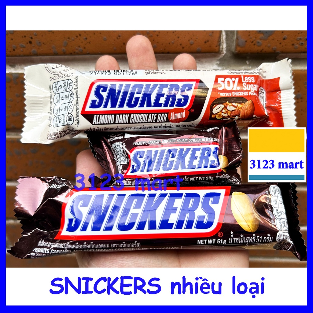 (hsd 02,04/2025) Kẹo thanh SNICKERS socola nhân đậu phộng lớn 51g/ hạnh