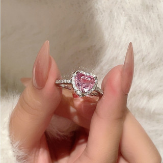 Nhẫn bạc nữ LAMY Sparkling Heart Ring Pink 8195