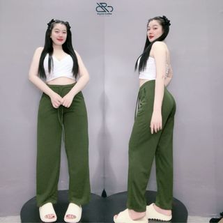 Quần Ống Suông Bigsize Nữ Lưng Cao Cạp Chun Có Dây Rút Vải Thun Gân Mềm Co Giãn Q20