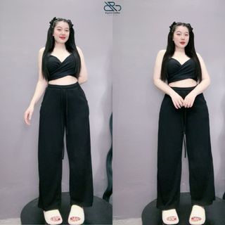 Quần Ống Suông Bigsize Nữ Lưng Cao Cạp Chun Có Dây Rút Vải Thun Gân Mềm Co Giãn Q20