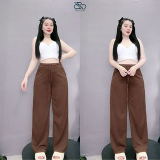 Quần Ống Suông Bigsize Nữ Lưng Cao Cạp Chun Có Dây Rút Vải Thun Gân Mềm Co Giãn Q20