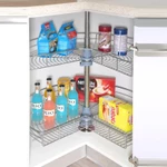 Kệ Bếp Tổng Kho Phụ Kiện Hundy - Mâm Xoay Góc 3/4 Inox Sáng Bóng 2 Tầng Bền Bỉ Tiện Lợi Tải Trọng 25Kg — ảnh 5