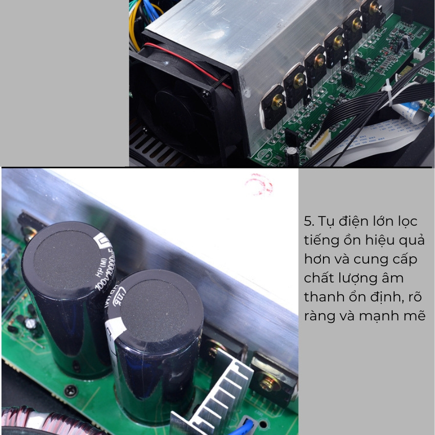 Amply đẩy liền vang 12 sò Gunssi AV 5200 công suất cực khủng 1400W, âm ly karaoke bluetooth, hát karaoke nghe nhạc chất