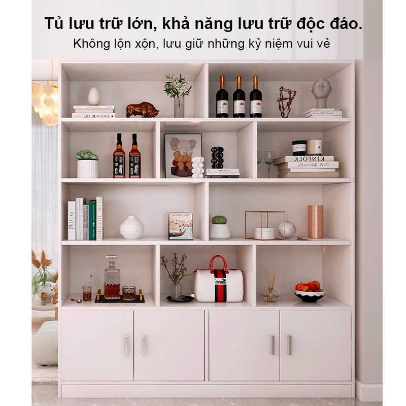 SUNNY Kệ sách gỗ Tủ đựng đồ nhiều ngăn chất liệu MDF hiện đại chống nước tốt - 1M6
