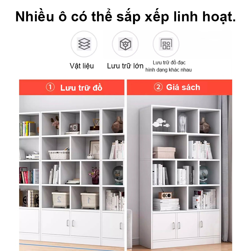 SUNNY Kệ sách gỗ Tủ đựng đồ nhiều ngăn chất liệu MDF hiện đại chống nước tốt - 1M6