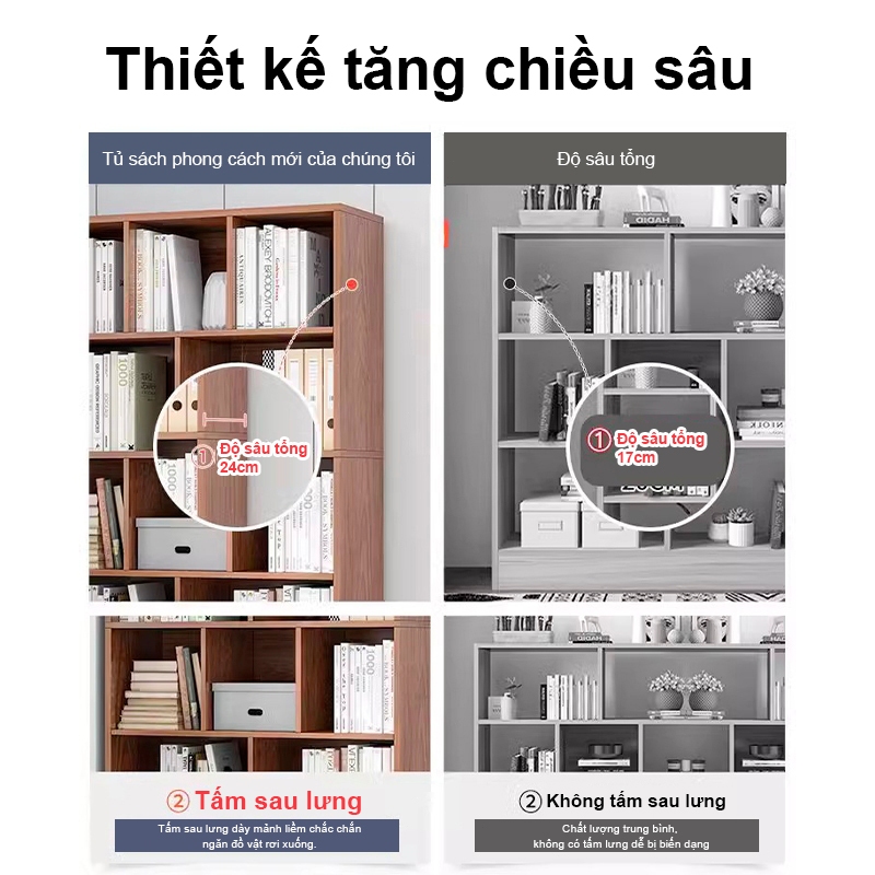 SUNNY Kệ sách gỗ Tủ đựng đồ nhiều ngăn chất liệu MDF hiện đại chống nước tốt - 1M6
