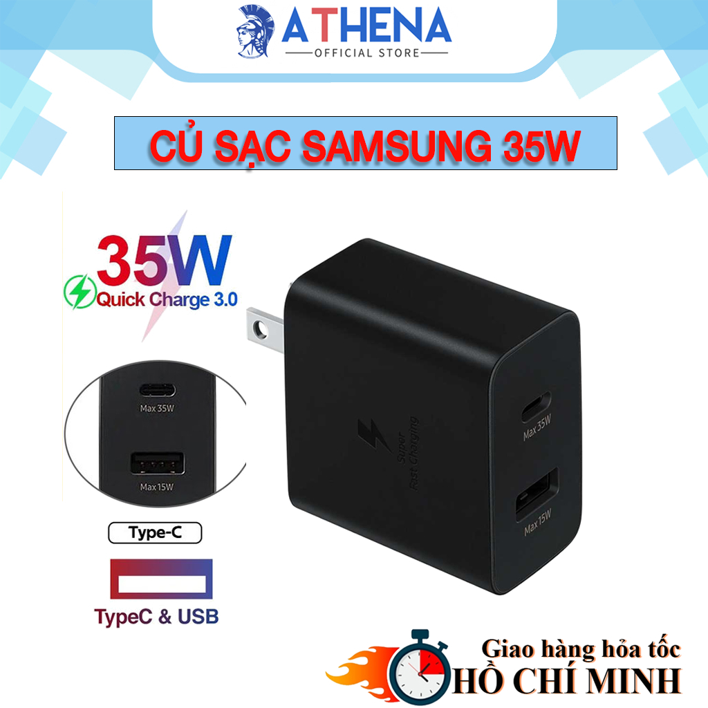 Củ sạc samsung sạc nhanh 2 cổng 35W Chính hãng 2 Cổng (25W + 15W) Cốc ...