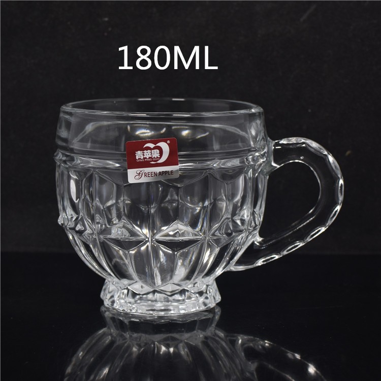 Bộ 6 Cốc Thủy Tinh Có Quai - Ly Có Tay Cầm - Bộ Ly Cốc Pha Lê - Set 6 Ly Uống Trà, Cà Phê - Ca Có Quai Sang Trọng