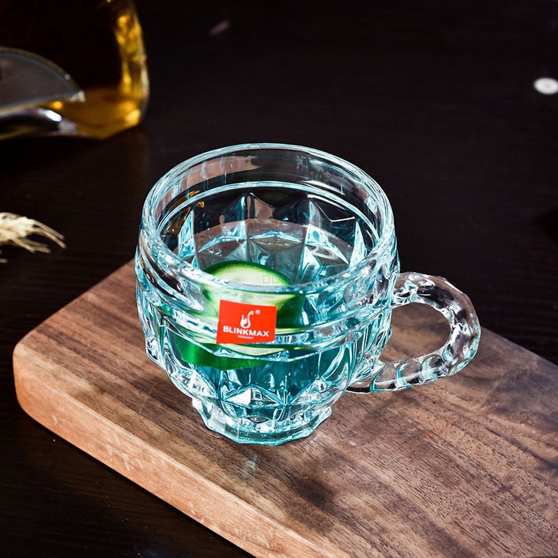 Bộ 6 Cốc Thủy Tinh Có Quai - Ly Có Tay Cầm - Bộ Ly Cốc Pha Lê - Set 6 Ly Uống Trà, Cà Phê - Ca Có Quai Sang Trọng