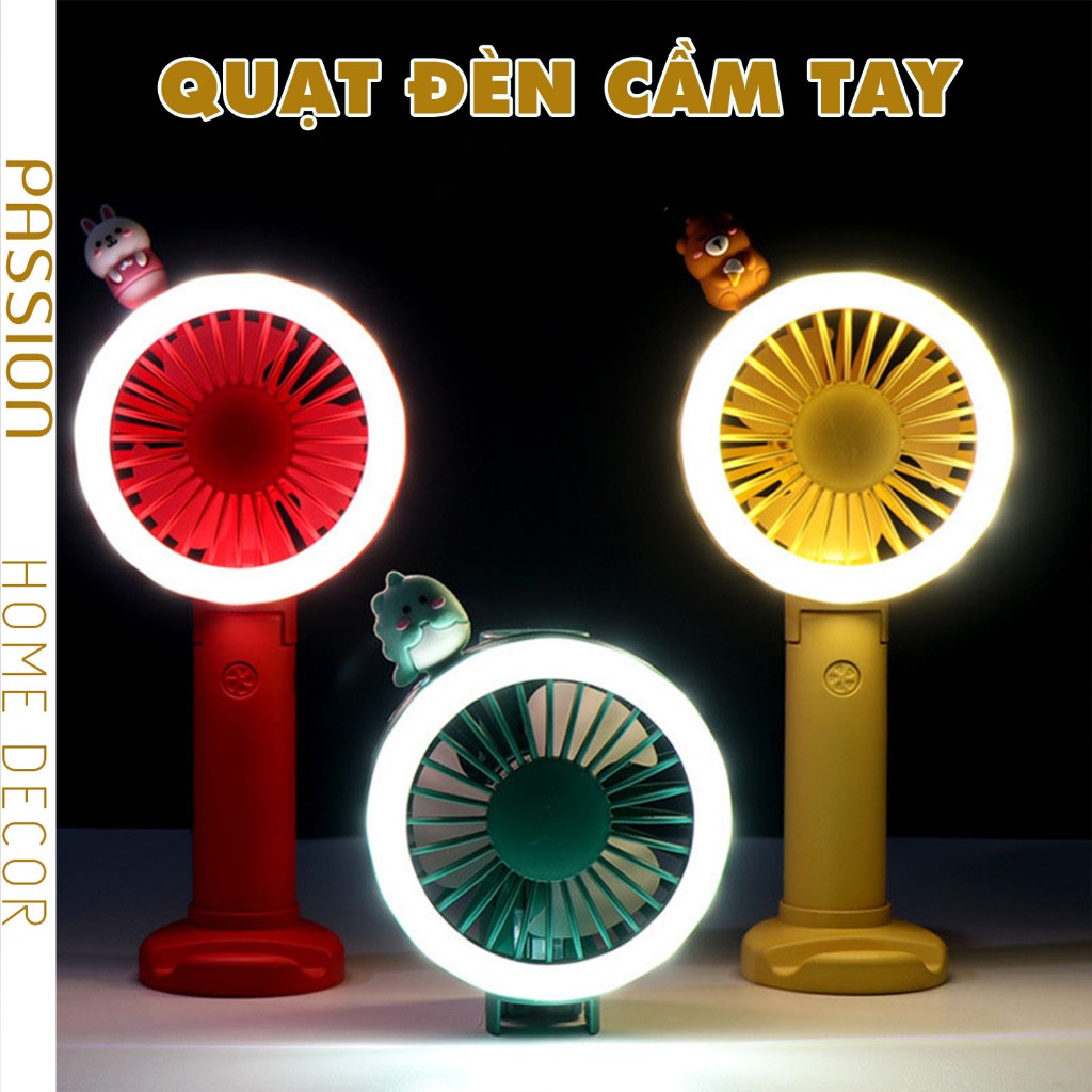 Quạt Mini Cầm Tay Có Đèn Led Viền Quanh