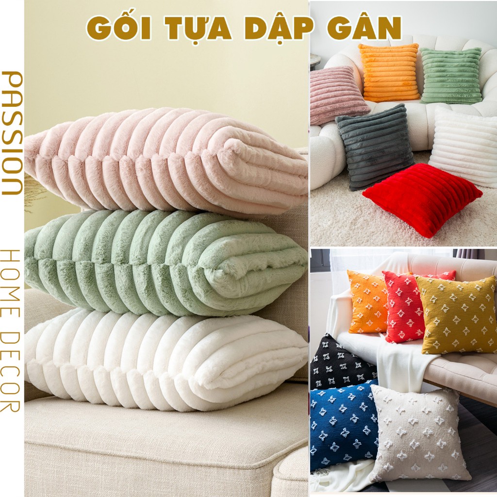 Vỏ Gối tựa lưng, gối sofa trơn màu thiết kế đơn giản sang trọng