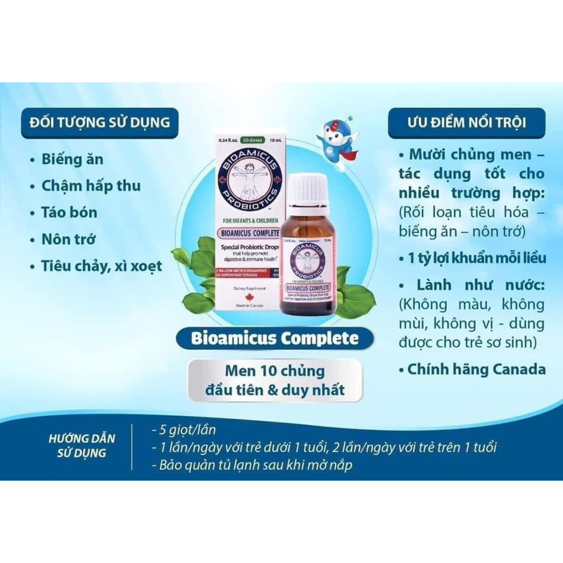 Men Vi Sinh 10 Chủng Bioamicus Complete 10ml | Shopee Việt Nam