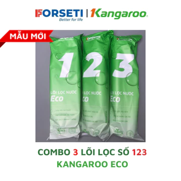 Combo 3 lõi lọc thô số 123 Kangaroo Eco lắp được cho máy lọc RO có 3 cốc lọc thô 10inch KANGAROO