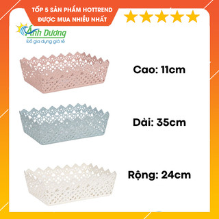 Rổ hoa nhựa chữ nhật đựng đồ Việt Nhật - Giỏ nhựa đựng đồ, mỹ phẩm