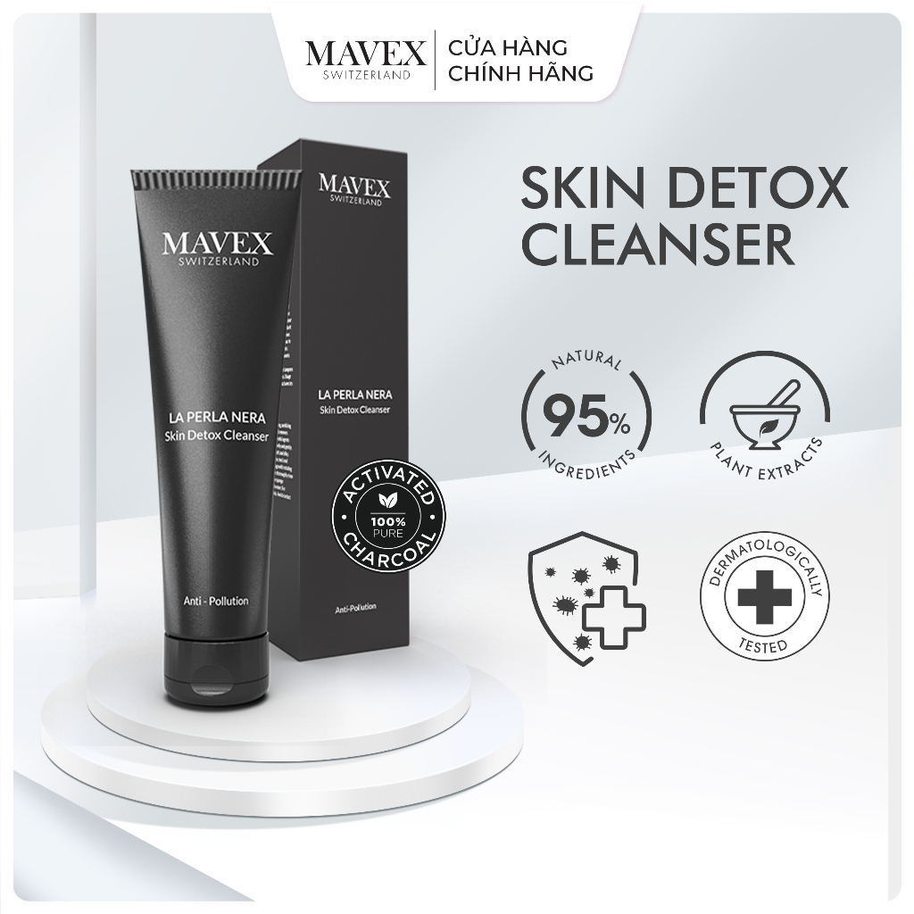 Sữa rửa mặt Mavex La Perla Nera than hoạt tính làm sạch sâu, săn chắc da 150ML