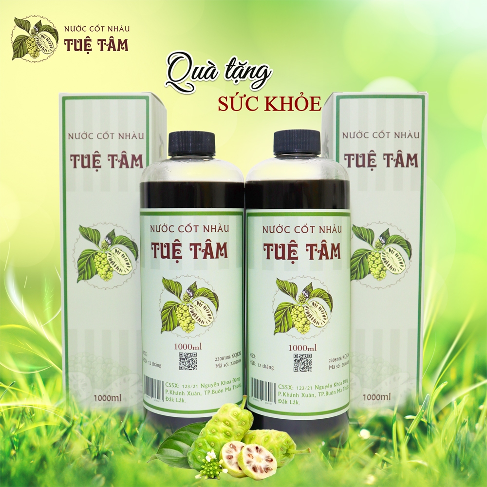 Combo 2 chai Nước Cốt Nhàu Tuệ Tâm 1000ml sử dụng chăm sóc sức khỏe cho cả gia đình