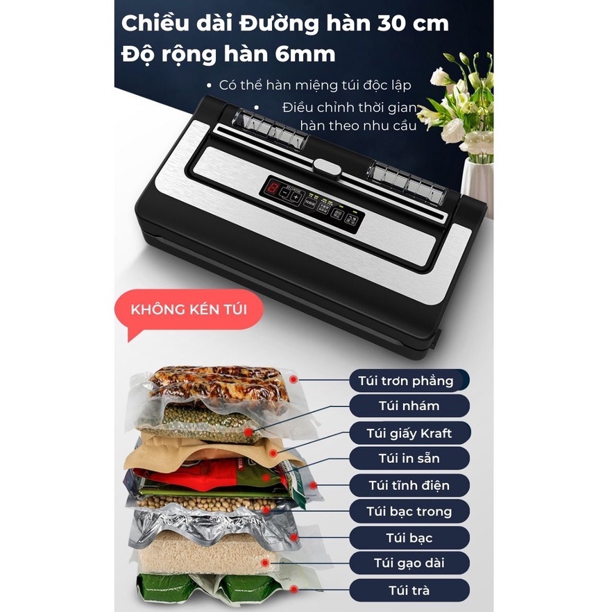 Máy hút chân không Shineye PW300A không kén túi - Hút được tất cả các loại túi trơn, túi nhám, túi chè, túi định hình