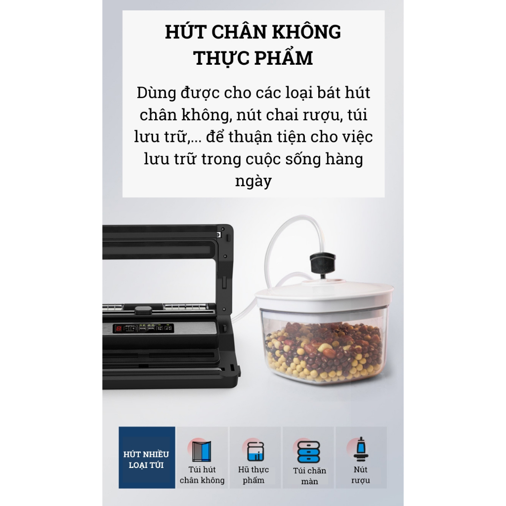 Máy hút chân không Shineye PW300A không kén túi - Hút được tất cả các loại túi trơn, túi nhám, túi chè, túi định hình