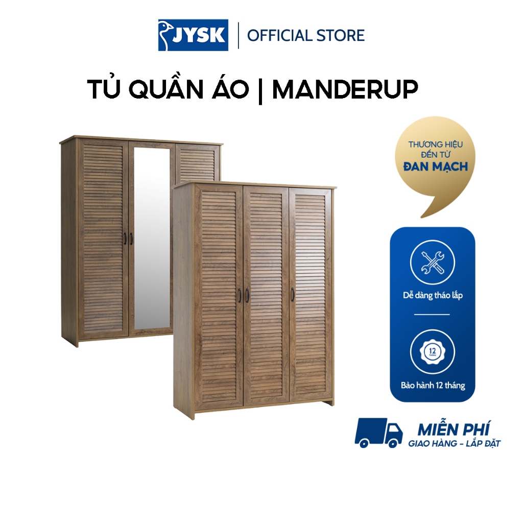 Tủ quần áo | JYSK Manderup | gỗ công nghiệp/gương | màu sồi | nhiều ...